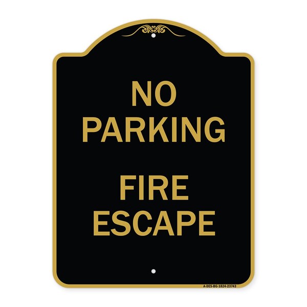 Signmission No Parking Fire Hydrant W/ Graphic, Black & Gold Aluminum Sign, 18" x 24", BG-1824-23742 A-DES-BG-1824-23742 - main